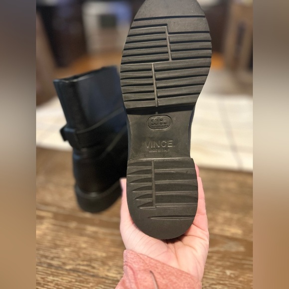 Vince Cagney sz. 6.5 Shearling Fur-Lined Leather Moto Boot. Bikercore punk goth - Picture 4 of 5